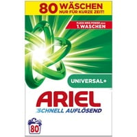 Ariel Schnell Auflösendes Pulverwaschmittel Universal+ 4.8 kg, 80 Waschladungen, Ausgezeichnete Fleckenentfernung