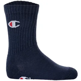 Champion Kinder Socken, 6er Pack - Crew Socken, einfarbig, Blau/Weiß/Grau 27-30