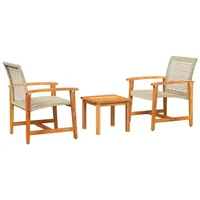 vidaXL 3-tlg. Bistro-Set Beige Poly Rattan und Akazienholz