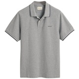 GANT Poloshirt TIPPING PIQUE RUGGER, Kurzarm, Knopfleiste, Logo, uni grau
