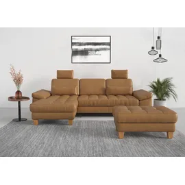 sit&more Ecksofa SIT & MORE "Westham L-Form", braun (cognac), B:275cm H:88cm T:172cm, 100% Polyester, Sofas, Ecksofa, mit Recamiere, mit oder ohne Bettfunktion, Bettkasten, Füße Eiche