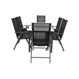 Möbel Kraft Gartenmöbel Set 7-tlg. Schwarz