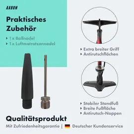 Aaron Sport One Luftpumpe Fahrrad-Stand-Pumpe für alle Ventile mit Manometer rot