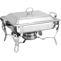 Bazargame Chafing Dish Edelstahl Warmhaltebehälter Speisewärmer Buffetwärmer Wärmebehälter Für Catering Buffet Und Party Suppen-Wärmer Mit Brennpastenbehälter