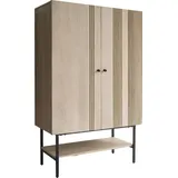 DeLife Highboard Nestos 90x140 cm Mango White Wash Metall Schwarz 2 Türen, Highboards