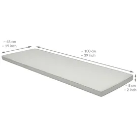 Beautissu Bankauflage 100 x 48 x 5 cm hellgrau 1 St.
