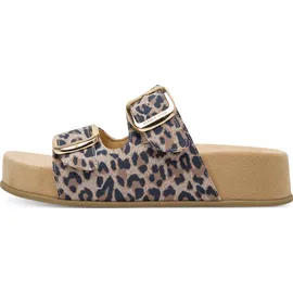 Marco Tozzi Damen Pantolette Textil weiches Feel Me Fußbett weiches Innenfutter Modisch, beige (Leo Dune), 39 EU