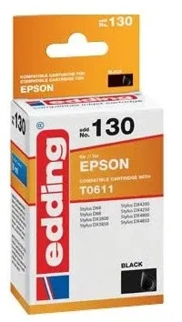 Original Edding Tinte Patrone 130 für Epson T0611 Stylus D68 D88 DX3800 DX3850