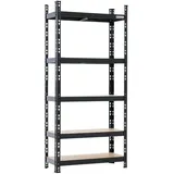 Proregal Schwerlastregal HERMES schwarz 150x70x30 cm, 4 MDF-Platten-Ebenen 4mm, Fachlast 175kg, Metallregal klein Lagerregal
