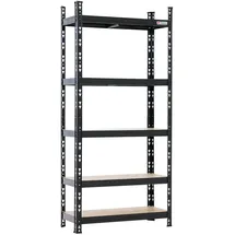 Proregal Schwerlastregal HERMES schwarz 150x70x30 cm, 4 MDF-Platten-Ebenen 4mm, Fachlast 175kg, Metallregal klein Lagerregal