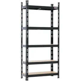 Proregal Schwerlastregal HERMES schwarz 150x70x30 cm, 4 MDF-Platten-Ebenen 4mm, Fachlast 175kg, Metallregal klein Lagerregal