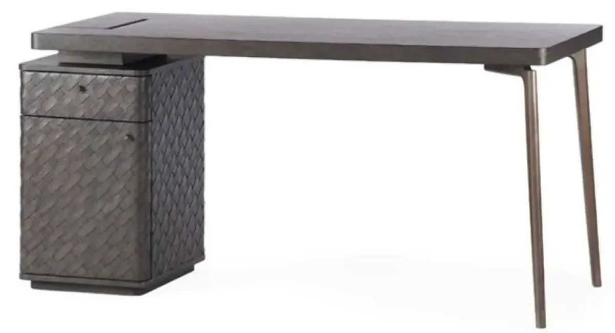 Casa Padrino Luxus Schreibtisch Braun / Bronze 150 x 60 x H. 75 cm - Massivholz Bürotisch mit Schublade und Tür - Computertisch - Büro Möbel - Luxus Möbel - Luxus Einrichtung - Luxus Qualität