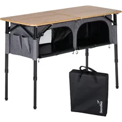 Campingtisch mit Schrank Tolja - Outdoor - Bambus Klapptisch mit Stauraum EINHEITSGRÖSSE