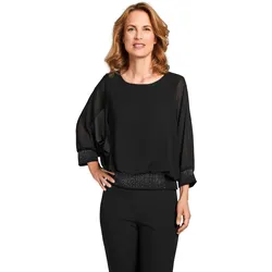 Blusenshirt SELECT BY HERMANN LANGE Gr. 42, schwarz Damen Shirts mit Strass-Applikationen