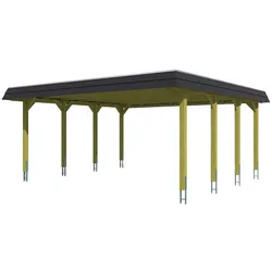 SKANHOLZ Carport »Spreewald«, BxT: 585 x 589 cm, Firsthöhe: 250 cm, farbbehandelt - braun