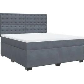 vidaXL Boxspringbett mit Matratze Dunkelgrau 180x200 cm Samt