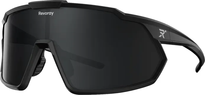 Revoray Fahrradbrille – Hochauflösende TAC-Polarisationsgläser, 33 g ultraleichter TR90-Rahmen, UV400-Schutz, wasser- und ölabweisende Beschichtung, professionelle Sport-Sonnenbrille für Radfahren, Y1-schwarz