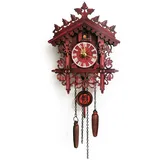 TaNeHaKi Kuckucksuhr Vintage Kuckuckswanduhr Antik Wanduhr Kuckucksuhr Hausform Kuckucks Uhr Retro Wanduhr Holz Kuckucksuhr Pendeluhr (Batterie Nicht enthalten)
