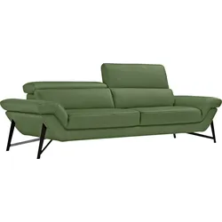 2,5-Sitzer EGOITALIANO "Narcisa", grün (sprite), B:226cm H:96cm T:110cm, Leder CAREZZA (echtes Rindsleder) ist ein Naturleder, dass die ursprünglichen Eigenschaften der Haut nicht verändert. Das Vorhandensein von verheilten Narben, Körnungsunterschiede, Falten, Adern, Unterschiede in den Farbtönen und andere Spuren, die die Natur auf diesen Fellen hinterlassen hat, sind ein Beweis für die absolute Echtheit und das Zeugnis ihres großen Wertes., Sofas, mit verstellbaren Kopfstützen