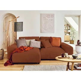 best mobilier Garance – Ecksofa beidseitig montierbar - 4-sitzer – aus Cord Terrakotta