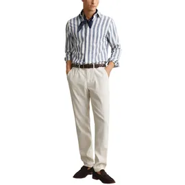 GANT Herren Hemd - Regular Cotton Linen Stripe Shirt, Leinen-Baumwoll-Mix, gestreift Blau L