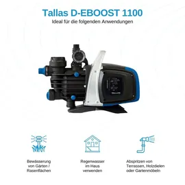 TALLAS D-EBOOST 1100 Hauswasserautomat 3.750 L/Std. 1100W Förderhöhe 45 m Inkl. Wasserfilter Trockenlaufschutz Geräuscharm