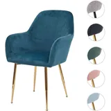 Einzelst�ck | Esszimmerstuhl HWC-F18, Stuhl Küchenstuhl, Retro Design ~ Samt mint, goldene Beine