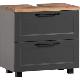WELLTIME Waschbeckenunterschrank 2 Schubladen 60 x 55 cm Grau