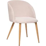 Atmosphera - Sessel Celeste - beige - Kord - Metallbeine in Eichenoptik - Leinen weiß
