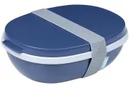 Mepal Lunchbox Ellipse duo, 1425 ml, Aufbewahrungsdose mit separatem Fach, Farbe: dunkelblau, Nordic denim