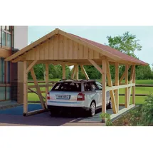 SKANHOLZ Einzelcarport Schwarzwald 4,24 x 7,72 m beige mit Rückwand