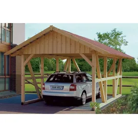 SKANHOLZ Einzelcarport Schwarzwald 4,24 x 7,72 m beige mit Rückwand