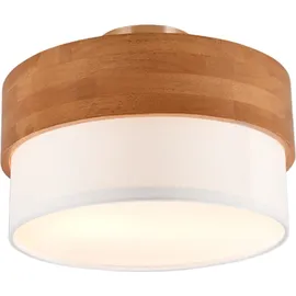 Trio Lighting Deckenleuchte Holz & Stoffschirm Ø 30cm
