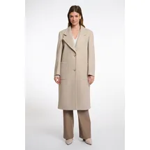 RINO & PELLE "CECILE", Damen, Gr. 38, beige (birch melange), Web, Obermaterial: 100% Polyester. Futter: 58% Polyester, 42% Viskose, unifarben, regular fit kniebedeckend, gerader Abschluss, Mäntel, mit Revers Kragen