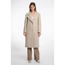 RINO & PELLE "CECILE", Damen, Gr. 38, beige (birch melange), Web, Obermaterial: 100% Polyester. Futter: 58% Polyester, 42% Viskose, unifarben, regular fit kniebedeckend, gerader Abschluss, Mäntel, mit Revers Kragen