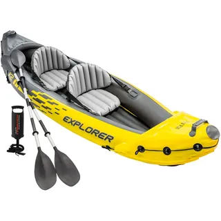 Intex 68307NP - Aufblasbares Kajak Explorer K2, 2 Personen, mit Zubehör, PVC, Gelb, 312x91x51 cm