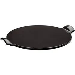 Pizzastein mit glattem Boden rund schwarz