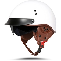 BOSERMEM Motorradhelm Mit Schutzbrille DOT/ECE-Zugelassen, Jethelm Roller-Helm Scooter-Helm Moped Mofa-Helm Chopper Vintage(Helles Weiss, M 57-58cm)