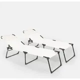 2er Set Liegestühle Strandliegen Sonnenliegen Aus Aluminium Für Strand Und Garten Mauritius - Weiß