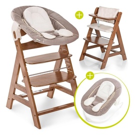 HAUCK Alpha+ walnut inkl. Alpha Bouncer 2 in 1 stretch beige und Sitzauflage