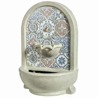 MARELIDA Brunnen rund Wandbrunnen Standbrunnen Mosaik natur Zierbrunnen 54cm