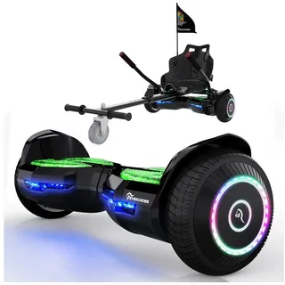 EVERCROSS TECH Balance Scooter Kart 6,5“ Hoverboard mit Sitz, EV2+ Hoverkart, bis zu 10-15 km, mit APP, Bluetooth, Geschenke für Kinder schwarz