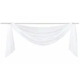 Ricemru Extra Lang Querbehang Freihanddeko Weiß Vorhangschal Transparentem Voile Querbehang Gardine Schals Hochzeit Bogen Dekoration Wohnzimmer Schlafzimmer,140x600cm