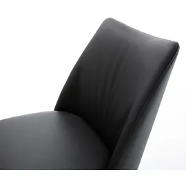 DeLife Drehstuhl Elso-Flex Echt-Leder Schwarz Fußkreuz Edelstahl 360° drehbar Taschenfederkern, Esszimmerstühle