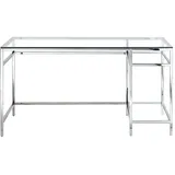 Vente-Unique Schreibtisch, Silber, Glas, 2 Fächer, Rechteckig, 140x75x60 cm, Arbeitszimmer, Schreibtische, Bürotische
