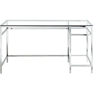 Vente-Unique Schreibtisch, Silber, Glas, 2 Fächer, Rechteckig, 140x75x60 cm, Arbeitszimmer, Schreibtische, Bürotische