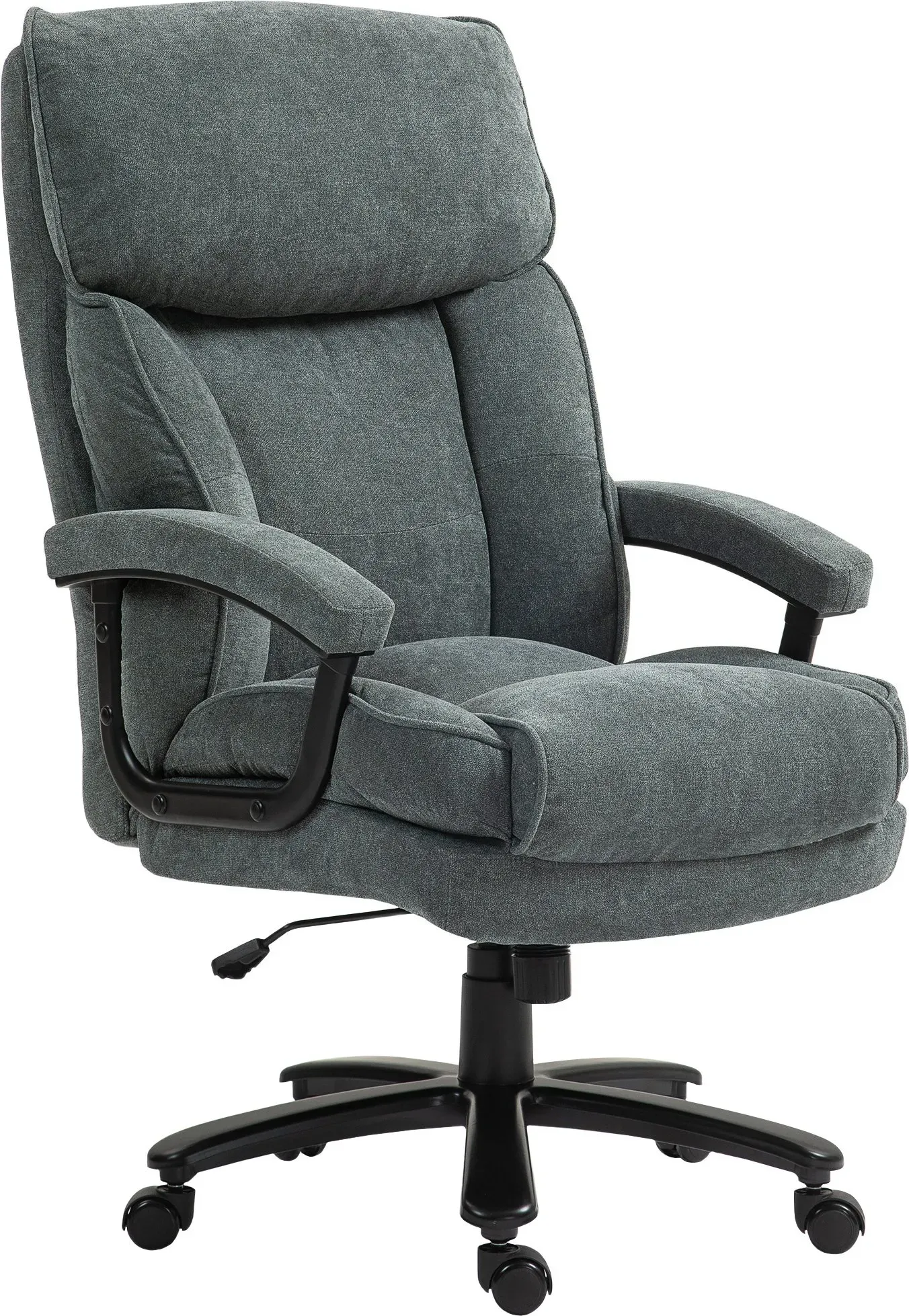HOMCOM Bürostuhl, Ergonomisch Schreibtischstuhl mit Wippfunktion, Leinenoptik, Höhenverstellbar PC Stuhl mit Drehfunktion, Dicke Kissen, bis 200 kg belastbar, für Home-Office, Grau   Aosom