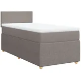 vidaXL Boxspringbett mit Matratze Taupe 100x200 cm Stoff