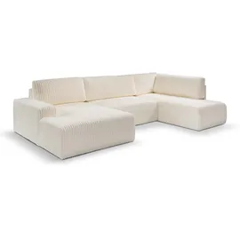 werk2 Wohnlandschaft Cord U-Form 3-Sitzer Creme