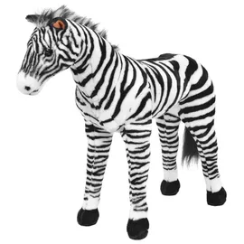vidaXL Kuscheltier Zebra 66 cm Schwarz